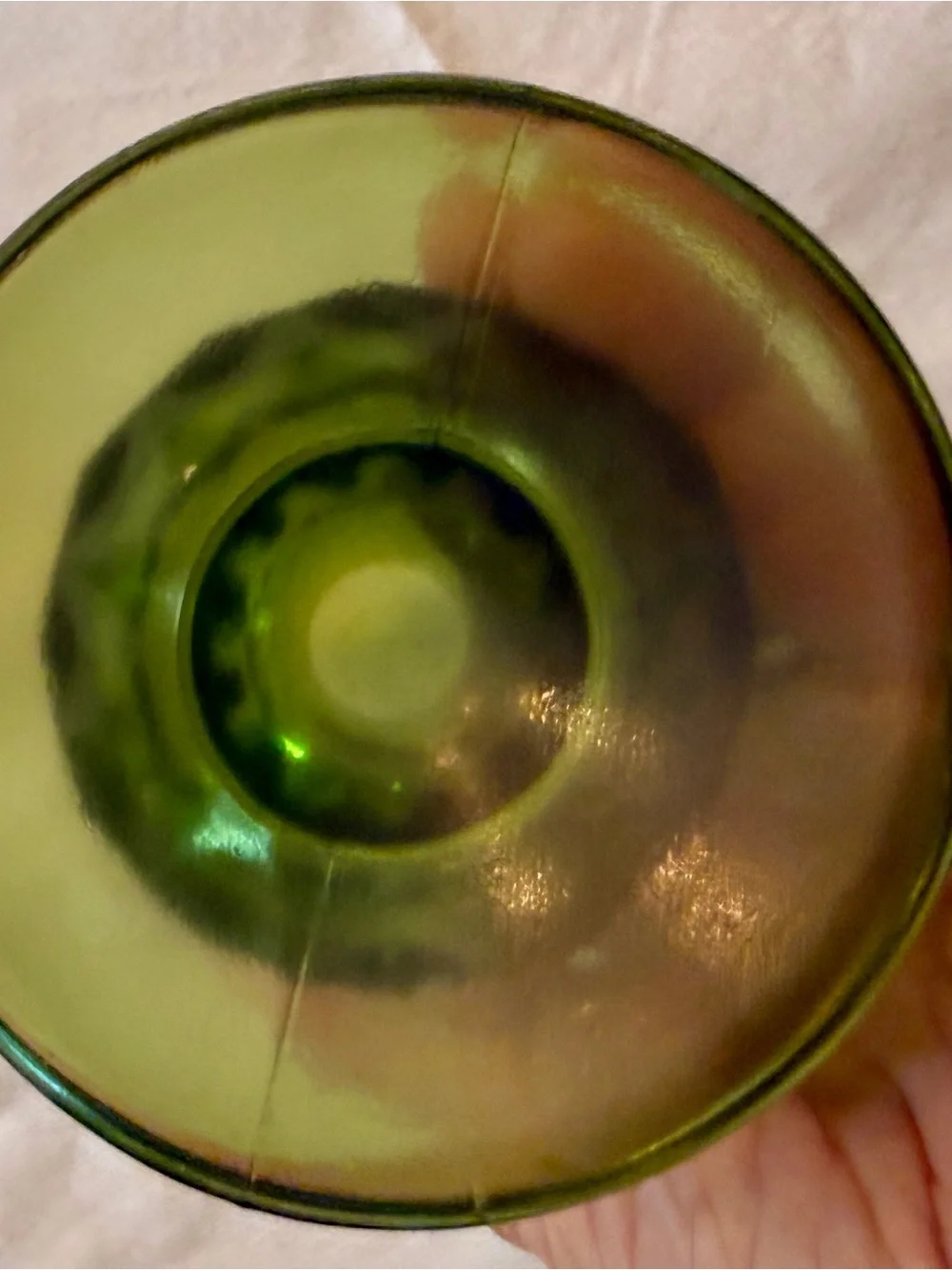 Vintage Indiana Glass Diamond Point Green Goblets Set of 4